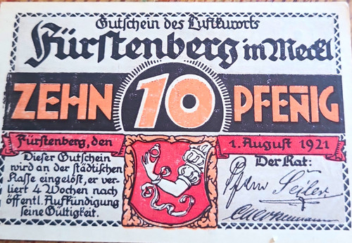 Notgeld fürstenberg - notgeld,