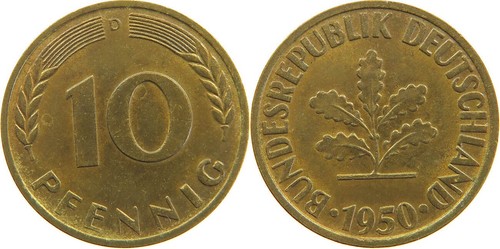 Pfennig münze 1950 - pfennig, d